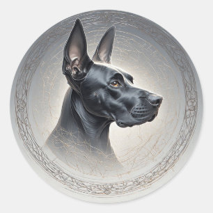 Sticker Rond Chien royal dans un cercle orné artistique