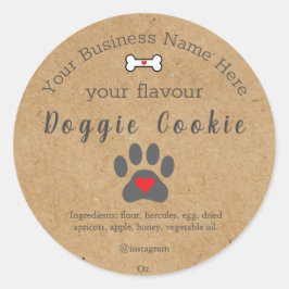 Sticker Rond Chien Russe Paw Chien Personnalisé biscuit