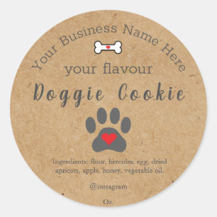 Sticker Rond Chien Russe Paw Chien Personnalisé biscuit