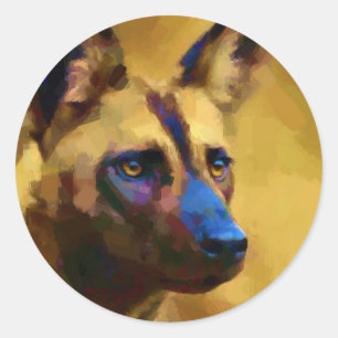 Sticker Rond Chien sauvage africain
