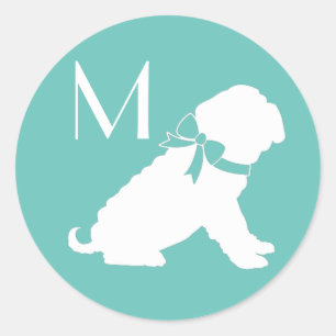 Sticker Rond Chien Shar Pei Chien Chien Puppy