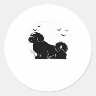 Sticker Rond Chien Shih Tzu � Halloween Moon Silhouette Classic