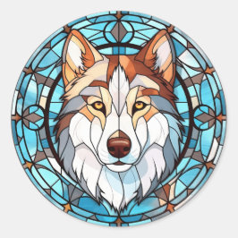 Sticker Rond Chien sibérien Husky Sibérien