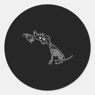 Sticker Rond Chien Skeleton Halloween Chiot Amoureux des chiens