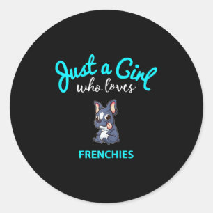 Sticker Rond Chien-taureaux Français Pour Filles Enfants Chien-