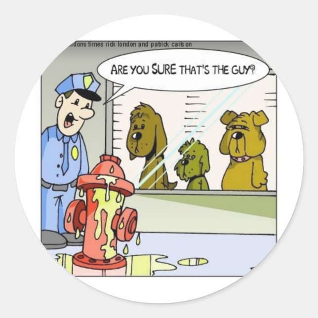 Sticker Rond Chien Vs Police Hydratant Aligner Drôle Cadeaux Et (Devant)