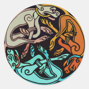 Sticker Rond Chiens celtes