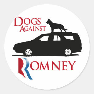 Sticker Rond Chiens contre Romney - .png
