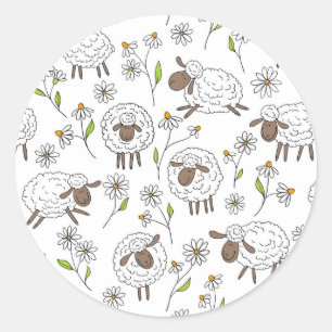 Sticker Rond Chiens de comptage sur blanc