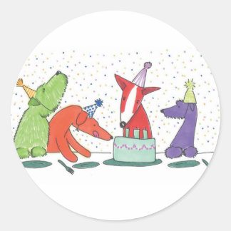 Sticker Rond Chiens de fête