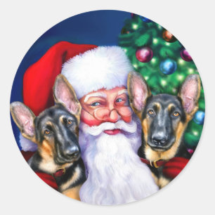 Sticker Rond Chiens de père Noël allemands