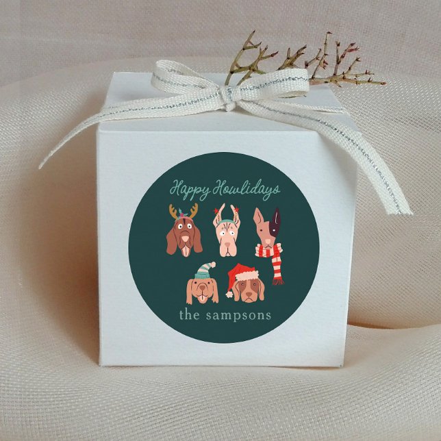 Sticker Rond Chiens de vacances Joyeux Howlidays (Créateur téléchargé)