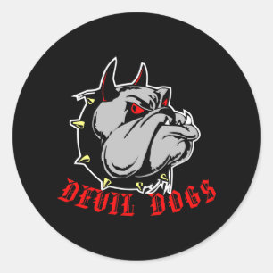 Sticker Rond Chiens diaboliques Bulldog noirs