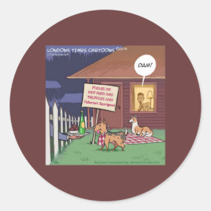Sticker Rond Chiens gourmands amusants