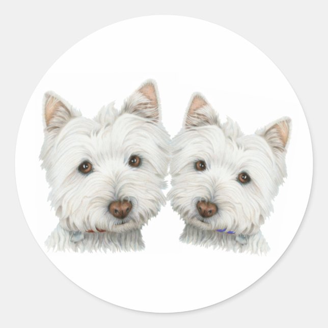 Sticker Rond Chiens mignons Westie (Devant)