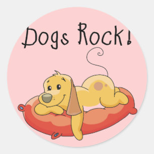 Sticker Rond Chiens Rock Tshirts et cadeaux