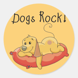 Sticker Rond Chiens Rock Tshirts et cadeaux