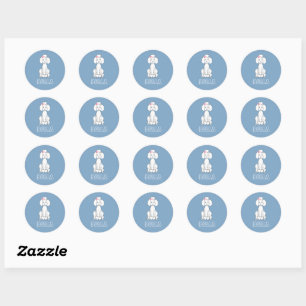 Sticker Rond Chiens souriants Poodle blanc