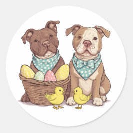 Sticker Rond Chiens taureaux de Pâques