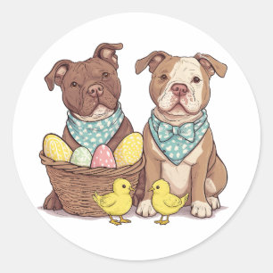 Sticker Rond Chiens taureaux de Pâques