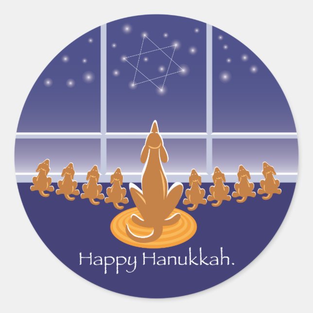 Sticker Rond Chiens WagsToWish_Menorah (Devant)