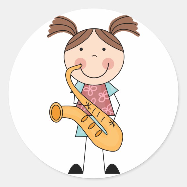 Sticker Rond Chiffre À Bâtons Avec Saxophone (Devant)