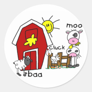 Sticker Rond Chiffre animaux de bâton de ferme