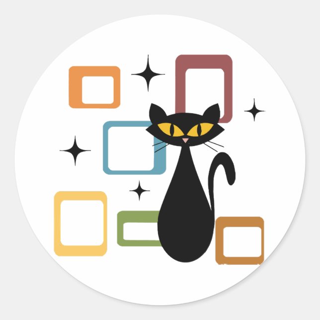 Sticker Rond Chiffre noir du milieu du siècle (Devant)