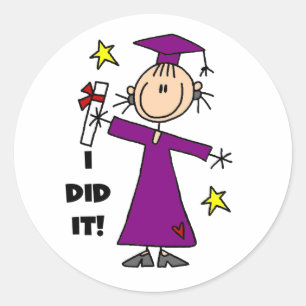 Sticker Rond Chiffre pourpre Stick Girl Graduate