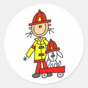 Sticker Rond Chiffre sapeur-pompier de bâton avec l'autocollan