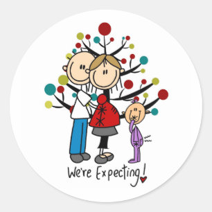 Sticker Rond Chiffres de bâton Fille des parents attendus
