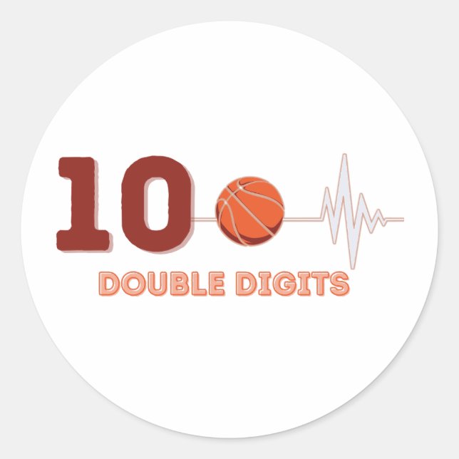 Sticker Rond Chiffres doubles 10 ans Anniversaire Basketball (Devant)