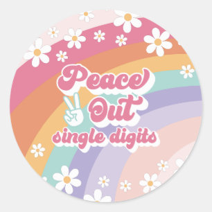 Sticker Rond Chiffres simples Rainbow Peace Out 10e anniversair