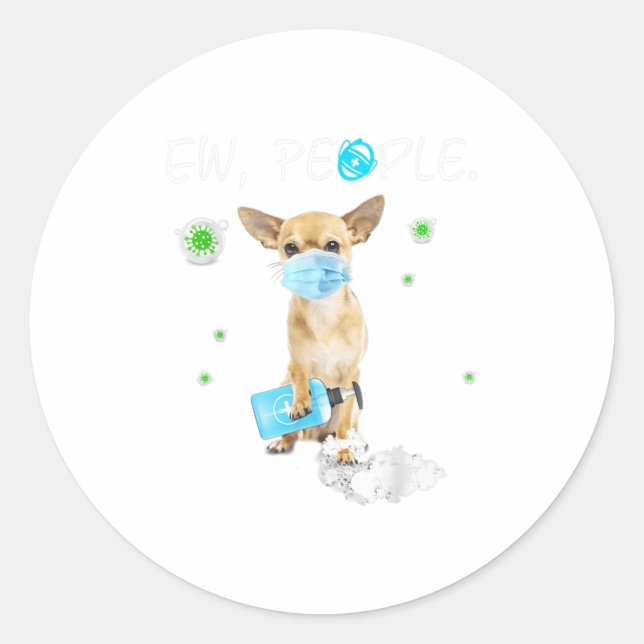 Sticker Rond Chihuahua Chien Portant Un Masque Visage Gif (Devant)