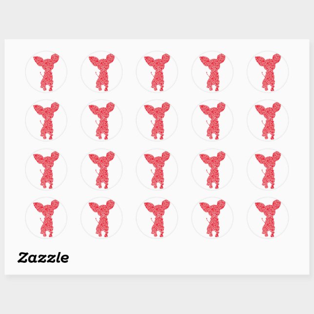 Sticker Rond Chihuahua Coeurs Chien Chiot Putain Lover (Feuille)