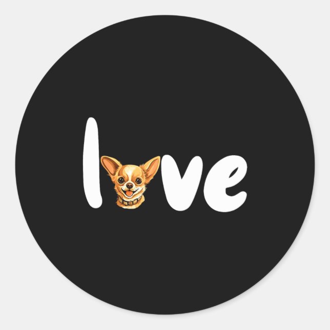 Sticker Rond Chihuahua Dog Love For Valentines Day  (Devant)