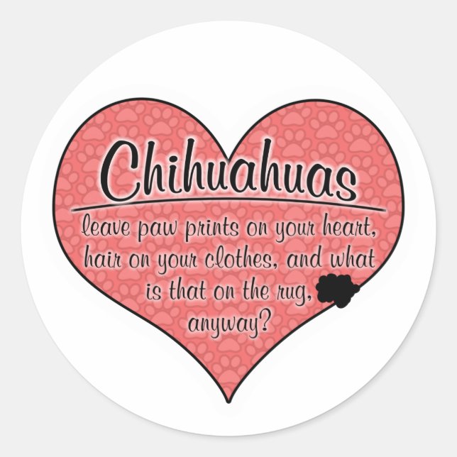 Sticker Rond Chihuahua Empreintes de pattes Humour de chien (Devant)