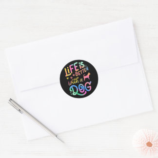 Sticker Rond Chihuahua La vie est meilleure avec mon chien