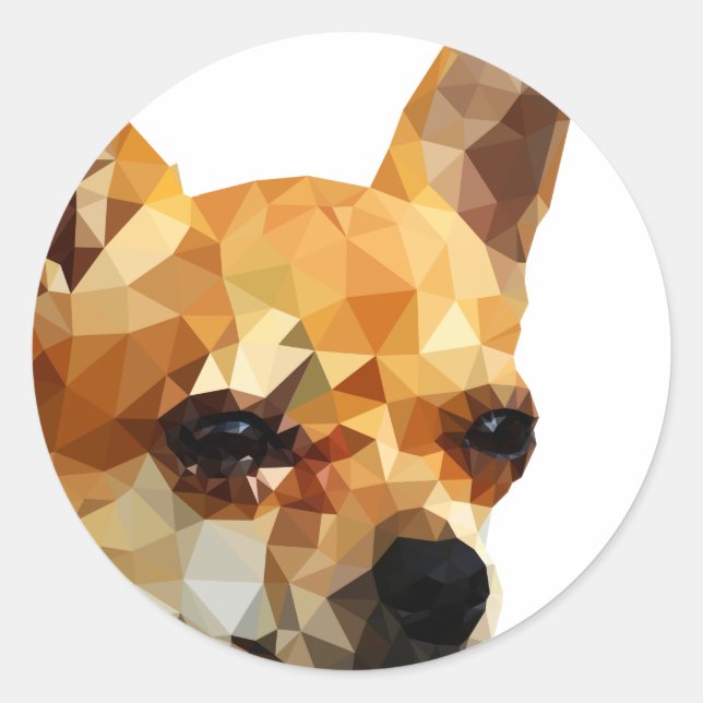 Sticker Rond Chihuahua Low Poly Art (Devant)