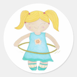 Sticker Rond Child playing with a hula hoop