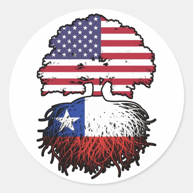 Sticker Rond Chili Amérique chilienne États-Unis drapeau des ra (Devant)