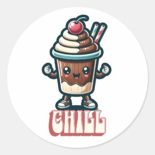 Sticker Rond Chill Chocolat Milkshake Pun