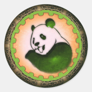 Sticker Rond Chilling Chilling Panda Orange