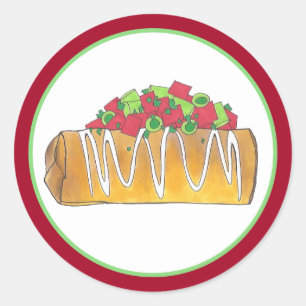 Sticker Rond Chimichanga Tex Mex Southwestern Food Burrito