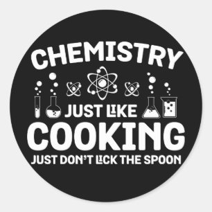 Sticker Rond Chimie Comme Cuisine Ne pas lick Spoon