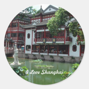 Sticker Rond Chine : I Love Shanghai, Chine