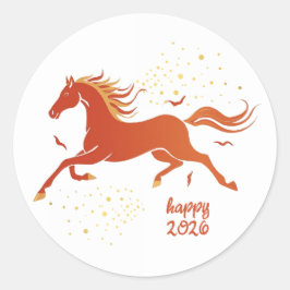 Sticker Rond Chinese New Year 2026 Horse Ink New Year