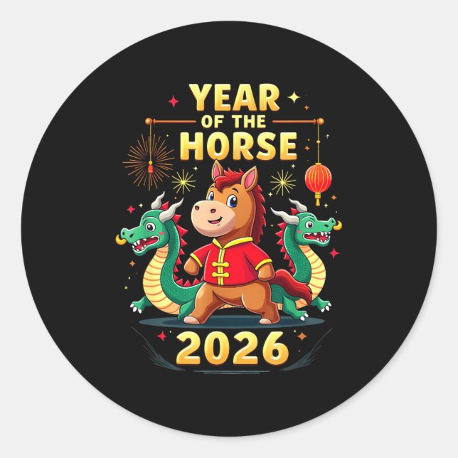 Sticker Rond Chinese New Year 2026 Year Of The Horse  (Devant)