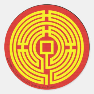 Sticker Rond Chinois de labyrinthe de croisement