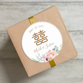 Sticker Rond Chinois Elegant Peony Double Mariage de bonheur
